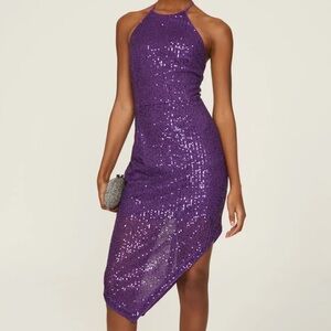 TOCCIN purple‎ sequin asymmetrical dress